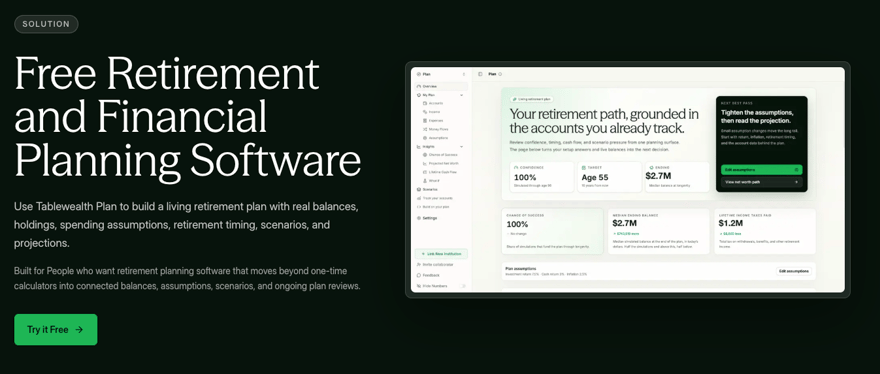 Tablewealth Retirement Planning screenshot