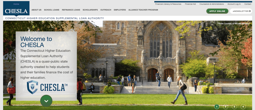screenshot of CHESLA website homepage