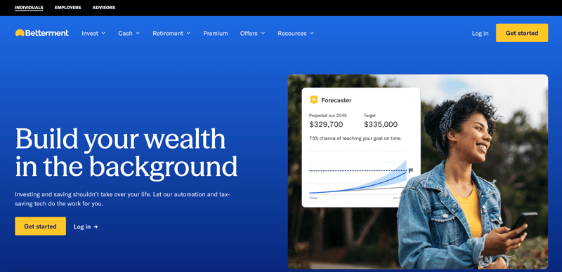 Betterment homepage screenshot Betterment homepage screenshot