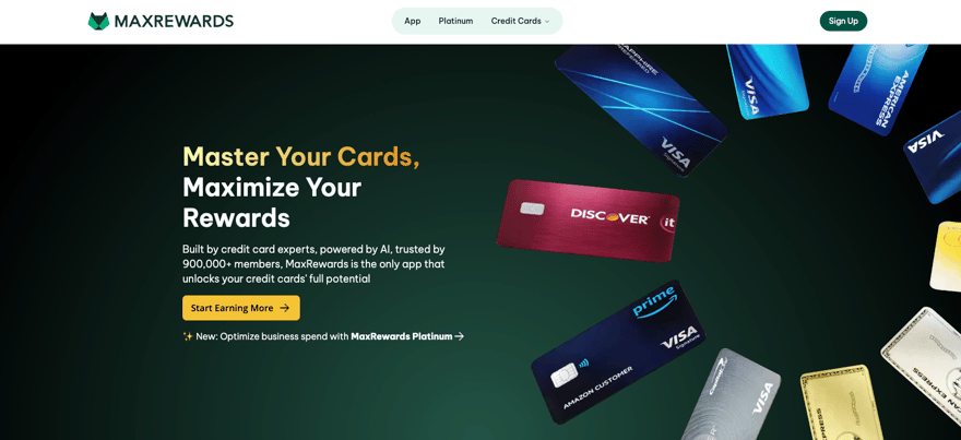 MaxRewards homepage screenshot MaxRewards homepage screenshot