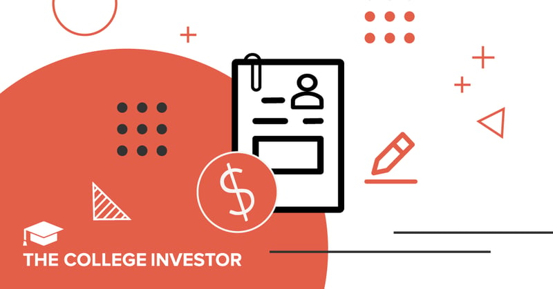 This graphic illustrates the concept of securing private student loans without a cosigner, a challenging but possible endeavor for students. The central image features a bold outline of a document, possibly representing a loan application or a student's financial profile, with a paperclip attached to the top. To the lower left of this document, a prominent white circle with a dollar sign inside emphasizes the financial aspect of student loans. The background is a vibrant red, adorned with various white and black geometric shapes and symbols, including circles, crosses, dotted squares, and triangles, creating a dynamic and modern visual. These elements subtly reinforce the complexity and various factors involved in qualifying for a no-cosigner private student loan, such as credit history and income requirements, as discussed in the article. The "COLLEGE INVESTOR" logo is clearly visible in white text at the bottom left. Source: The College Investor