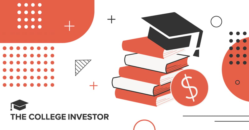 A stylized graphic depicts a stack of books with red covers and white pages, symbolizing education, topped by a black graduation cap or mortarboard, representing academic achievement. To the lower right, a prominent red circle with a white dollar sign inside highlights the financial aspect of student loans. The background features various abstract geometric shapes and patterns in red, black, and white, creating a modern and clean design that supports the article's focus on the challenges and burdens of student loan debt in retirement for older Americans. This visual emphasizes the intersection of education, finance, and the persistent issue of student loan debt. Source: The College Investor
