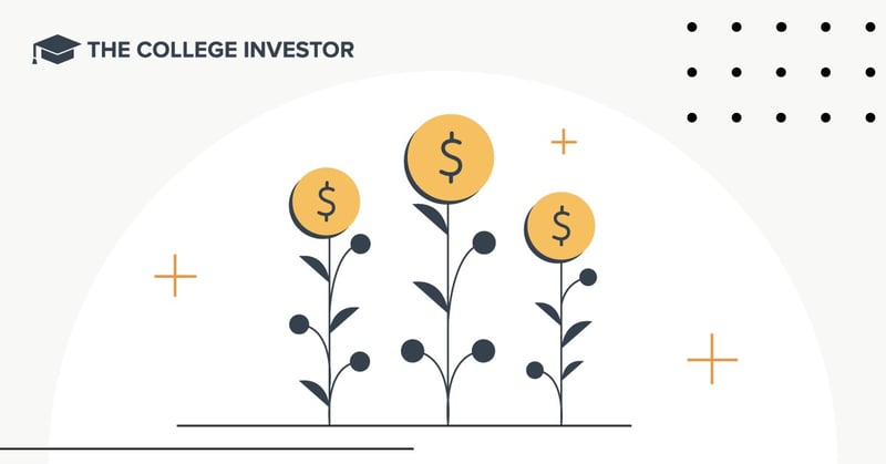 Is There Such A Thing As A Guaranteed Return On Investment Social Image A minimalist illustration depicts three stylized plants, each with a bright yellow coin featuring a dollar sign as its bloom, symbolizing the concept of "guaranteed return on investment" and how money can grow. The plants are dark grey with smaller, dark grey circular leaves, standing on a subtle grey line that represents the ground. The background is a clean white with abstract orange plus signs and black dots arranged in a square pattern in the upper right, adding a modern and analytical feel. The logo "THE COLLEGE INVESTOR" is visible in the upper left corner. This image visually represents the article's discussion on investment products that offer a fixed rate of return, contrasting with the volatility of stocks and real estate, and highlighting legitimate types of guaranteed returns such as I-Bonds and TIPS. Source: The College Investor