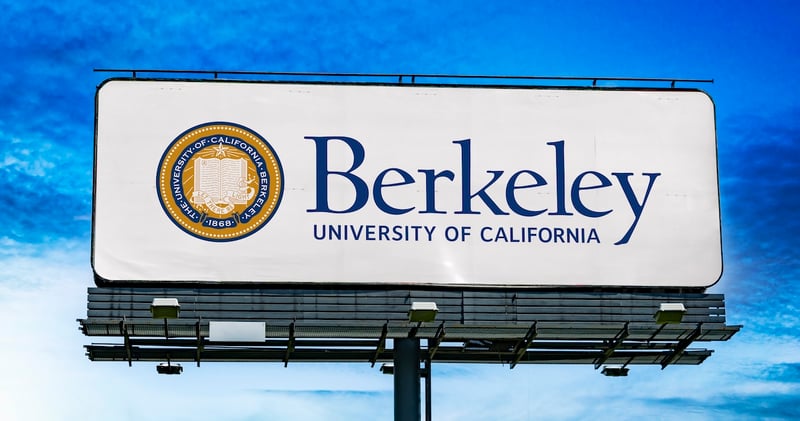 UC Berkeley Sign Advertisement billboard displaying logo of The University of California, Berkeley, a public, land-grant research university in Berkeley, California, USA