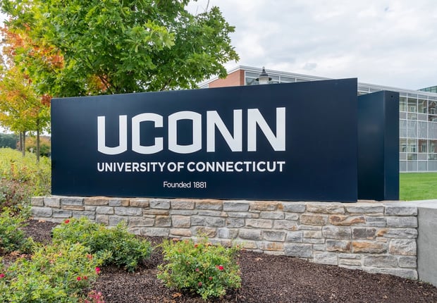 Entrance and sign to the University Connecticut.