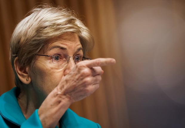Ranking Member U.S. Sen. Elizabeth Warren (D-MA) questions Russell Vought, the acting Director of the Consumer Financial Protection Bureau, during a Senate Committee on Banking, Housing, and Urban Affairs hearing on July 16, 2026 in Washington, D.C. (Photo by Samuel Corum/Sipa USA)