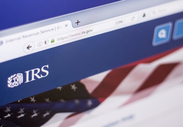 Homepage of Internal Revenue Service website on a display of PC, web address - irs.gov.
