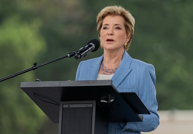July 10, 2026, Washington, District Of Columbia, United States: U.S. Secretary of Education LINDA McMAHON greets visitors during the final day of the Great American State Fair on the National Mall in Washington, D.C. (Credit Image: © Matt Kaminsky/ZUMA Press Wire)