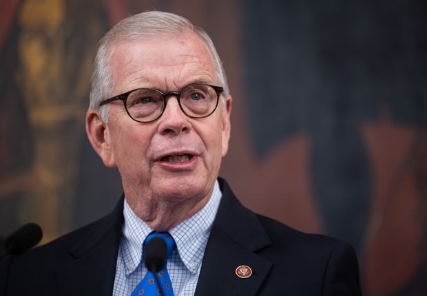 House Education and Workforce Committee Chair Tim Walberg (R-Mich.) speaks during a press conference on the 35th day of a government shutdown, Nov. 4, 2025. (Francis Chung/POLITICO via AP Images)