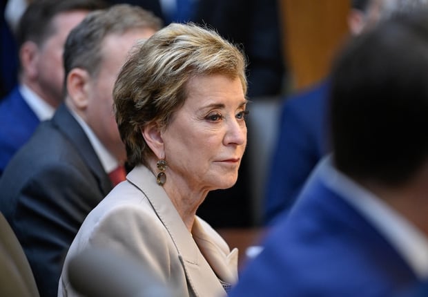 U.S. Secretary of Education Linda McMahon participates in a cabinet meeting at Camp David in Thurmont, Maryland, U.S., July 31, 2026. REUTERS/Daniel Heuer