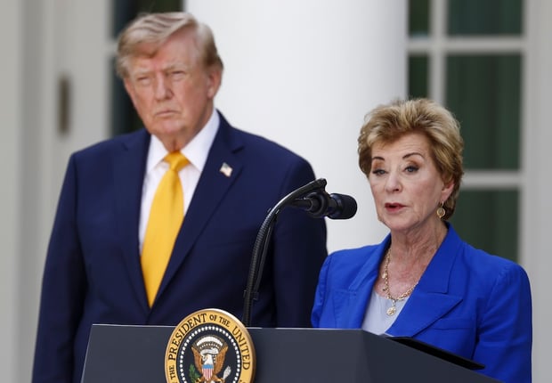 Secretary of Education Linda McMahon, with US President Donald Trump, delivers remarks during an education event in the Rose Garden of the White House in Washington DC, USA, 24 August 2026. President Trump and Secretary McMahon highlighted the administration’s school choice program as the new academic year begins.