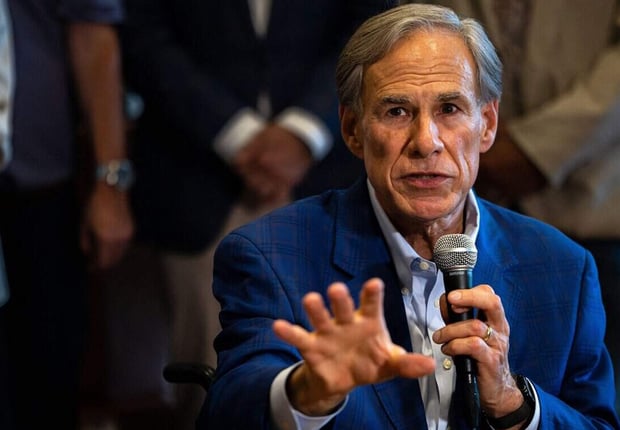 Texas Gov. Greg Abbott speaks during a press conference on Wednesday, July 29, 2026, in Fort Worth, Texas. (Elvis Martinez-Cartagena/Fort Worth Star-Telegram/TNS/ABACAPRESS.COM - NO FILM, NO VIDEO, NO TV, NO DOCUMENTARY. No Use: Paris Match, Public, Voici, Closer, Gala, Elle, PDV and Le Point.