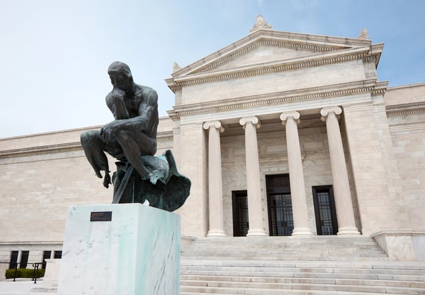 Cleveland, Ohio: Auguste Rodin Statue in front of The Cleveland Museum of Art.