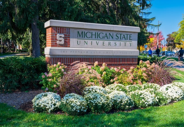 Michigan State University entrance sign.