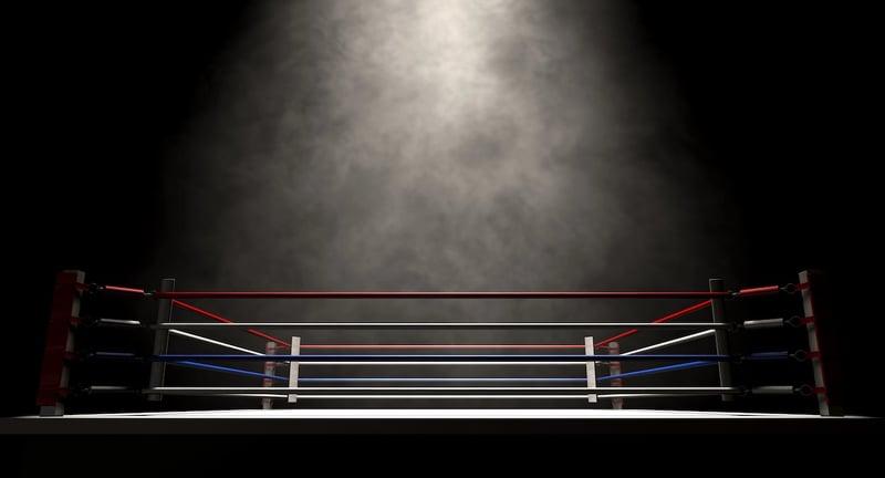 Boxing Ring Spotlit Dark Boxing ring, representing the match up of CIT Bank against competitors. Source: The College Investor
