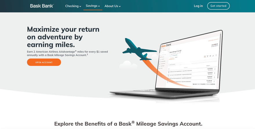 Bask Bank Mileage Savings Account screenshot Bask Bank Mileage Savings screenshot