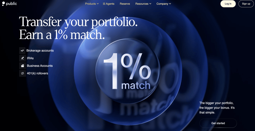 Public.com 1% Match Offer Public 1% Match offer screenshot