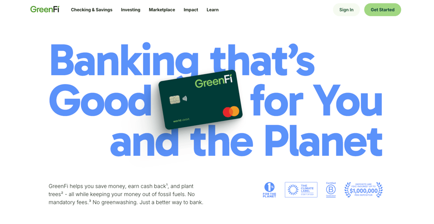 GreenFI homepage