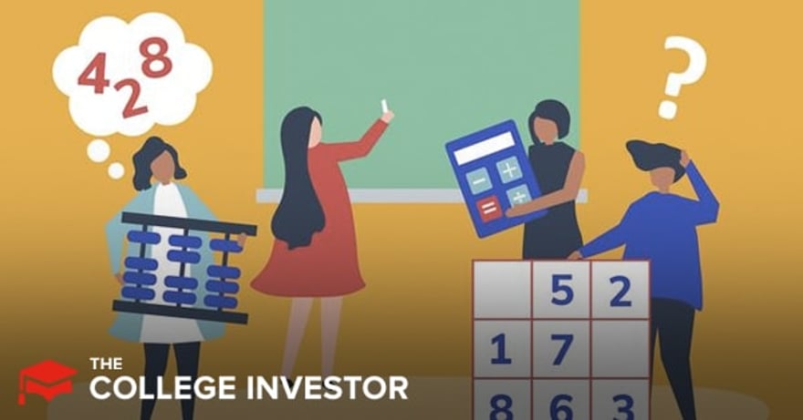 Monarch Money This illustrative image for Monarch Money Review by The College Investor depicts four stylized figures engaged in various aspects of financial calculation and planning, reflecting the article's focus on personal finance management. On the left, a woman in a light blue jacket holds an abacus, with thought bubbles above her head containing the numbers "4 8 2," symbolizing basic arithmetic and expense tracking. In the center, another woman in a red dress writes on a green chalkboard, representing budgeting and financial goal setting. To her right, a person holds a large blue calculator with addition, subtraction, and equal signs, alongside a grid of numbers like "5 2," "1 7," and "8 6 3," further emphasizing numerical analysis and money management. Another figure on the right, with a question mark above their head, contemplates financial decisions, highlighting the problem-solving aspect of a personal finance app. The image effectively conveys the diverse features of Monarch Money, such as expense tracking, net worth calculation, and financial planning, through these visual metaphors, making complex financial concepts approachable.