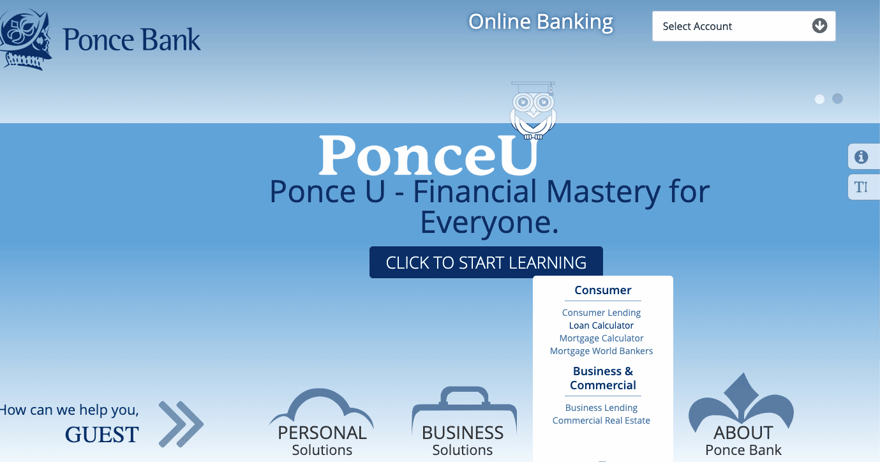 Ponce website 1 Ponce Bank Review: Customer Service