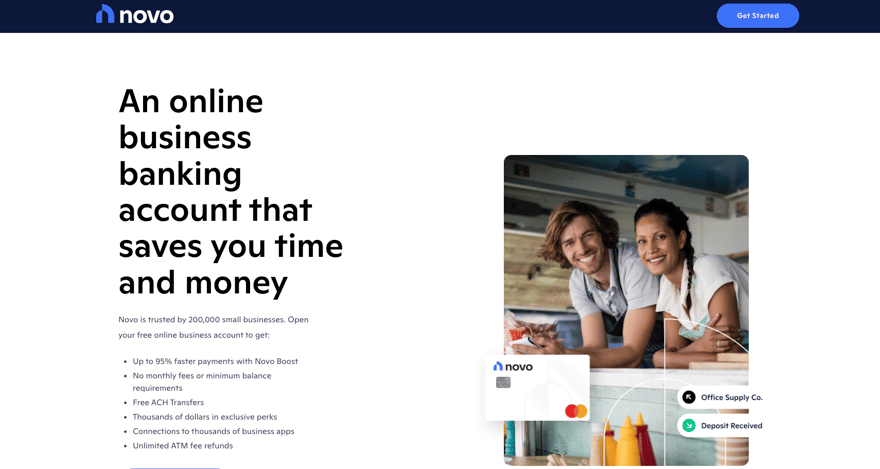 easy business bank accounts to open: Novo