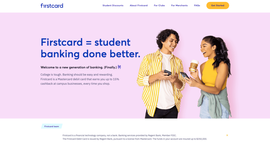 firstcard student banking screenshot