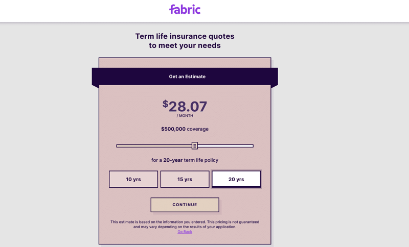 Fabric life insurance quote