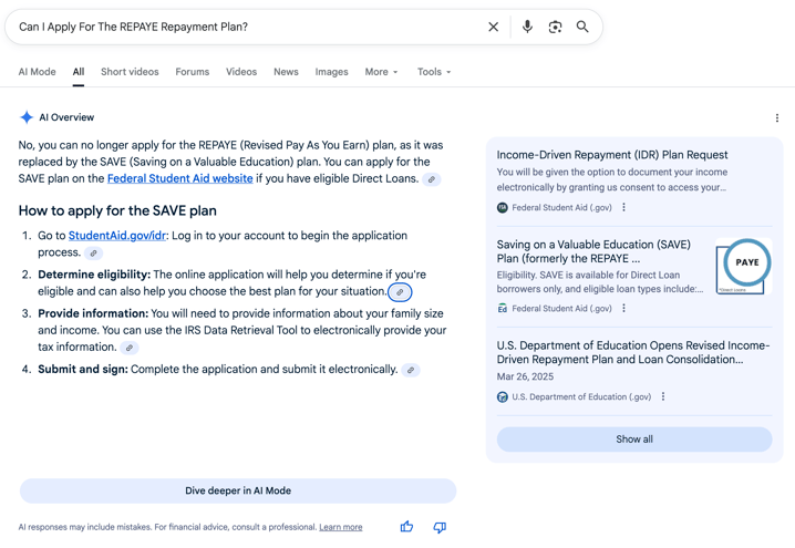 REPAYE REPAYE | Screenshot by The College Investor