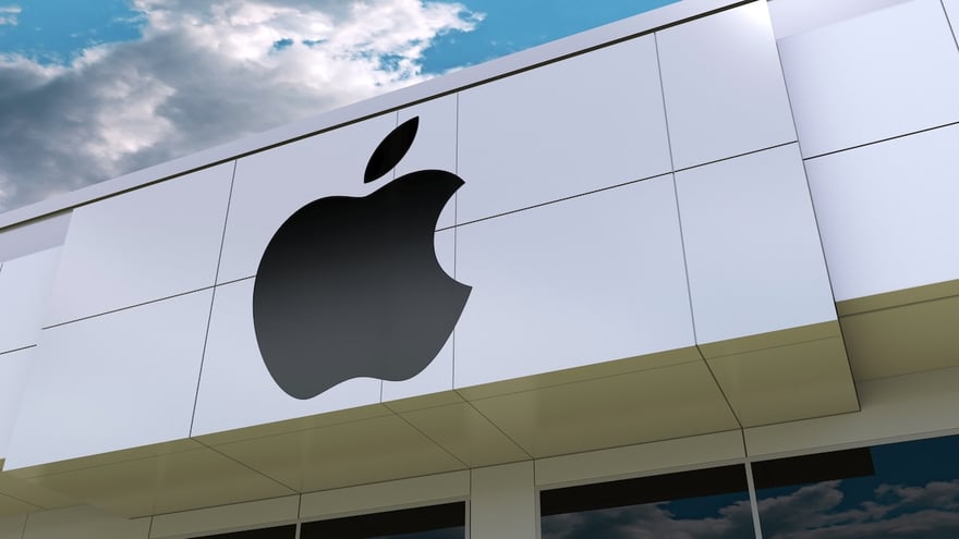 Apple Inc. logo on the modern building facade. Editorial 3D rendering Apple Inc Tuition Reimbursement Program | Source: The College Investor