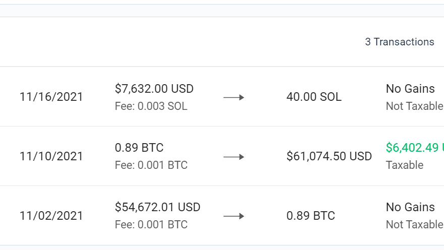 TaxBit's real-time transaction reporting Screenshot showing TaxBit's real-time transaction reporting