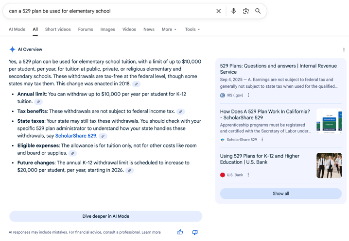 529 plan for elementary school 529 plan for elementary school | Screenshot by The College Investor