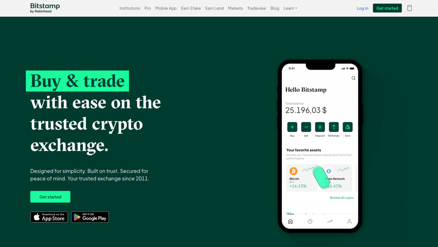 bitstamp de Robinhood Home Page