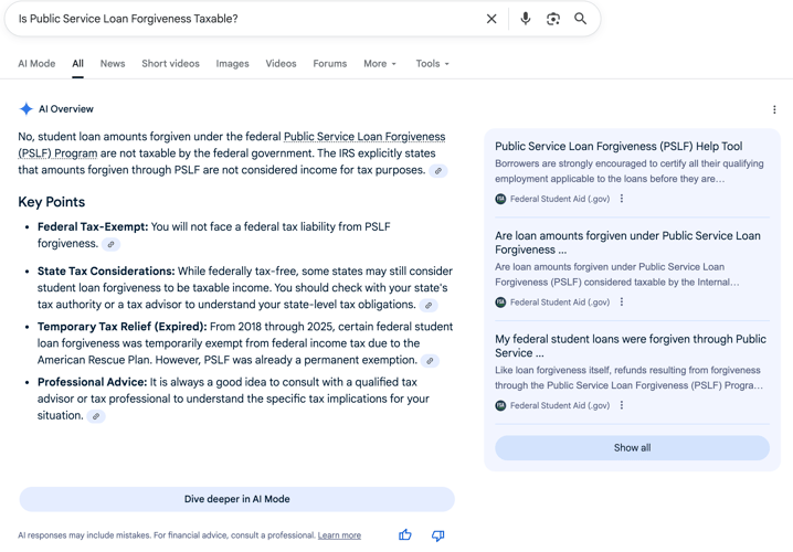 PSLF Taxable PSLF Taxable | Screenshot by The College Investor