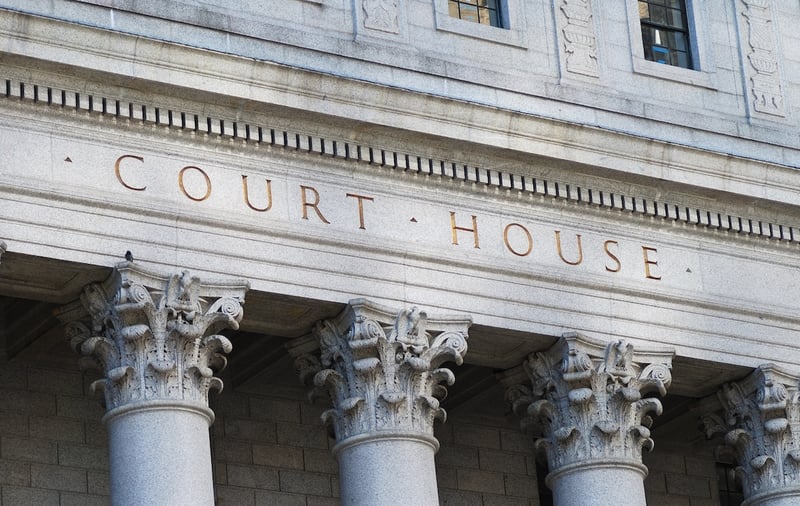 Supreme Court of the United States Exterior with words Court House.