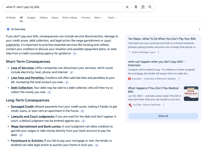 What if I don't pay my bills What Happens If I Don't Pay My Bills | Screenshot by The College Investor