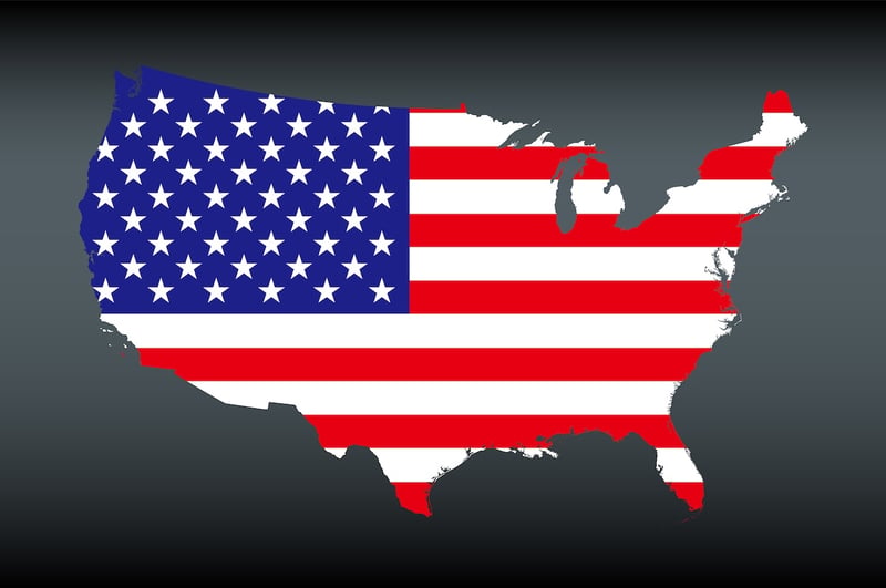 UnitedStatesSilhouetteWithFlagOnGray United States