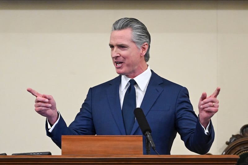 California Governor Newsom State of the State Gov. Gavin Newsom gives his State of the State address at the State Capitol on Thursday, Jan. 8, 2026, in Sacramento, Calif. (Hector Amezcua/The Sacramento Bee via AP, Pool)