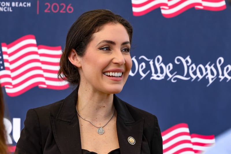 March 20, 2026, Huntington Beach, California, USA: Rep. ANNA PAULINA LUNA (R-FL) speaks to city officials and residents at a GOP fund raising event in Huntington Beach, California. (Credit Image: &copy; Ron Lyon/ZUMA Press Wire)