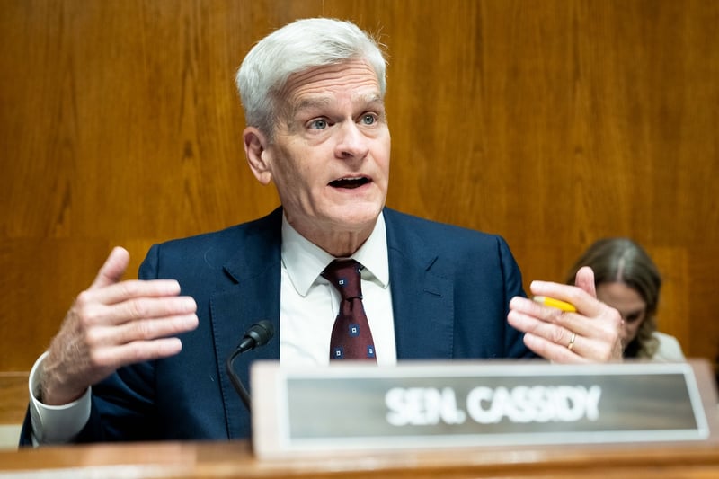 U.S. Senator Bill Cassidy (R-LA) speaking at a Senate Health, Education, Labor, and Pensions Committee hearing at the U.S. Capitol in Washington, DC. (Photo by Michael Brochstein/Sipa USA)