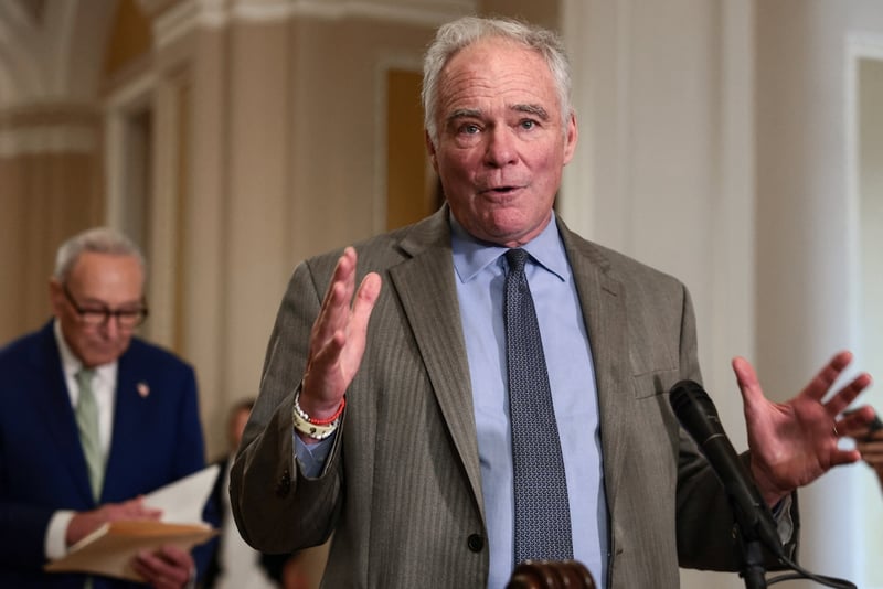 Senators Tim Kaine Washington U.S. Senator Tim Kaine (D-VA) takes questions as Senate Democratic leaders hold their weekly press conference on Capitol Hill in Washington, D.C., U.S., July 15, 2026. REUTERS/Evelyn Hockstein
