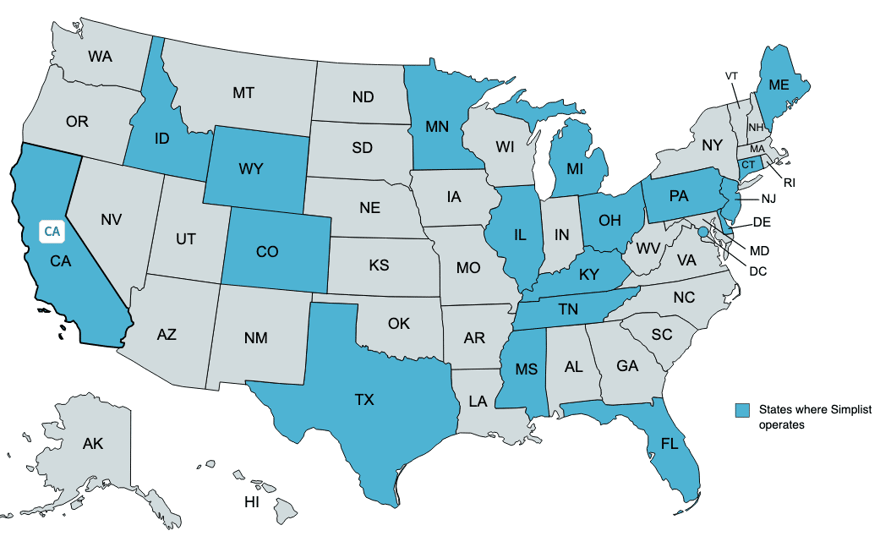 map of where simplist mortgage operates