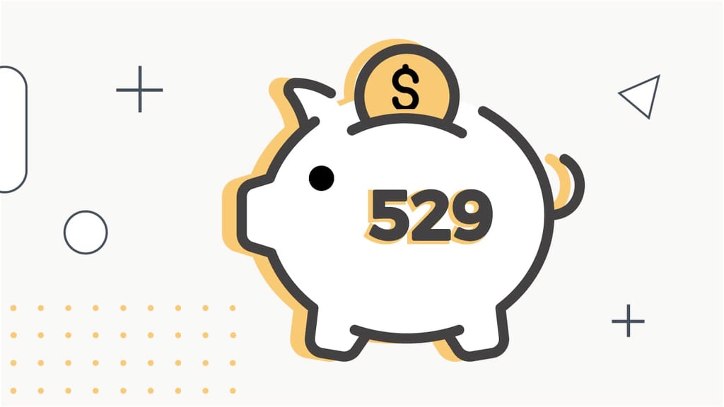 Piggy bank labeled 529 with a coin going in, illustrating 529 college savings plans by state