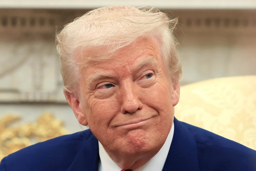 President Donald Trump attends a meeting with Israel's Prime Minister Benjamin Netanyahu in the Oval Office at the White House in Washington, Monday, April 7, 2025. (Pool via AP)