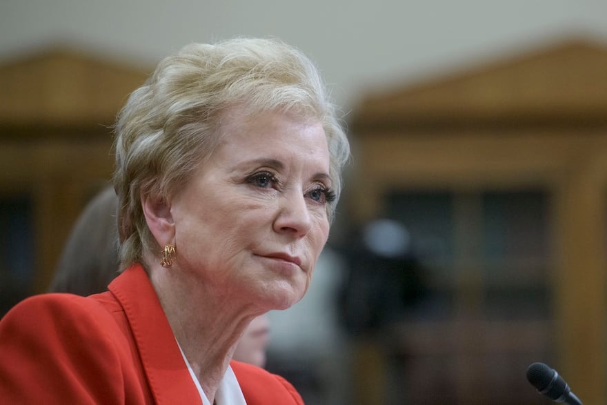 House Education McMahon Secretary of Education Linda McMahon testifies before a House Committee on Appropriations subcommittee budget hearing on the US Department of Education on Capitol Hill, Wednesday, May 21, 2025, in Washington. (AP Photo/Rod Lamkey, Jr.)