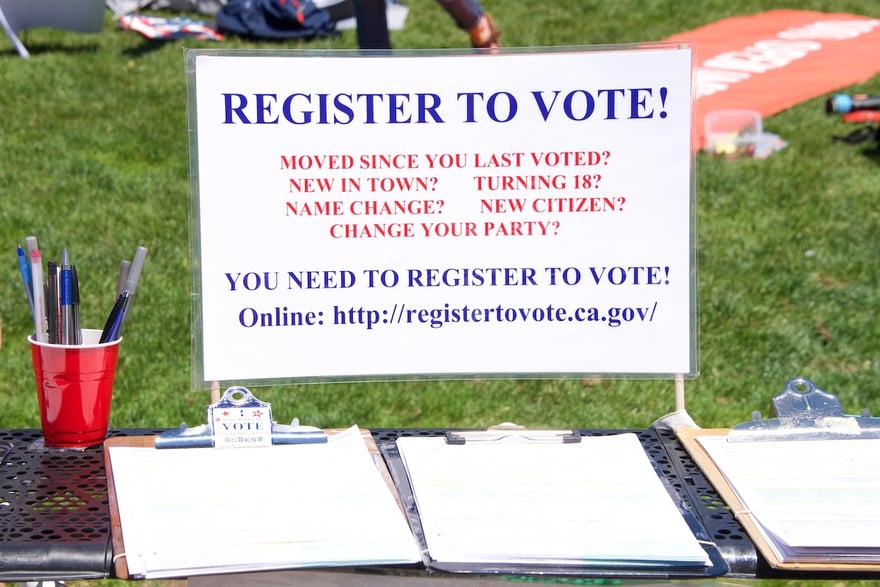 Voter Registration San Francisco, CA - Register to vote table set up at the "Families Belong Together" protest at City Hall, protesting Trump's "Zero Tolerance" policy and the separation of more that 2,000 children | Photo by Sheilaf2002
