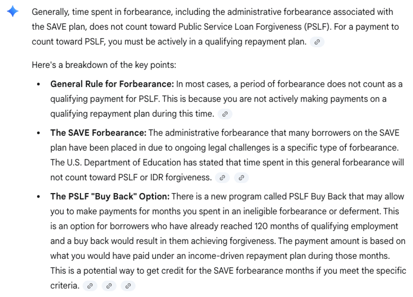 Google Gemini Save Forbearance | Screenshot By The College Investor