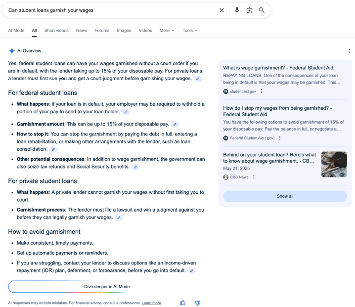 Garnish Your Wages | Screenshot by The College Investor