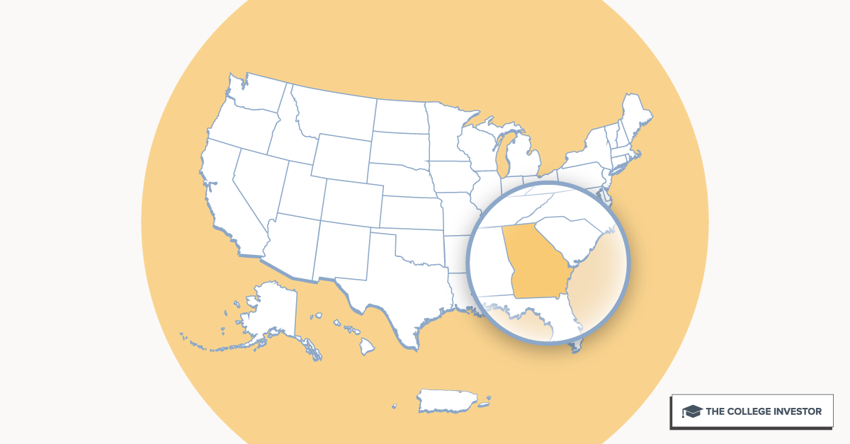 U.S. map highlighting Georgia for Georgia student loan forgiveness programs