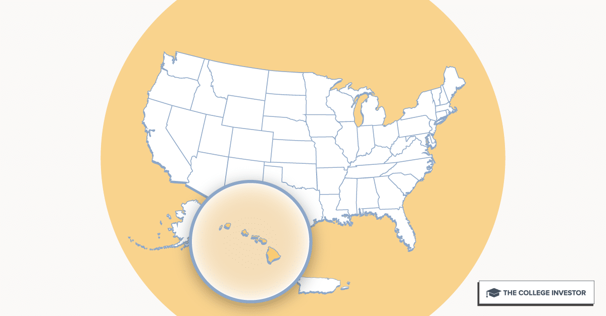 Map of the United States with Hawaii highlighted for the Hawaii 529 plan review