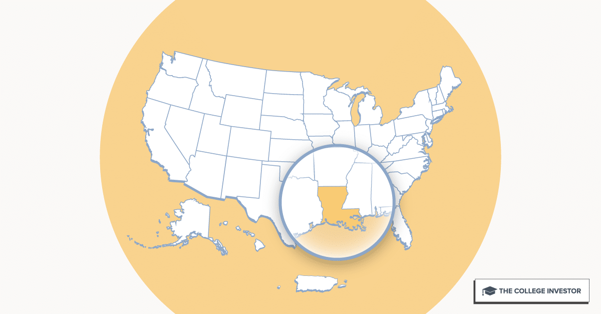 U.S. map highlighting Louisiana for Louisiana student loan forgiveness programs